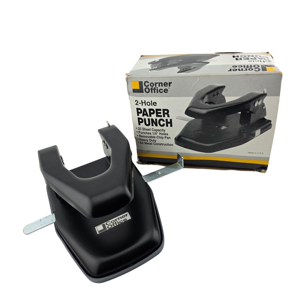 Corner Office 2-Hole Paper‎ Punch Desktop OS Black Excellent Heavy Duty Metal